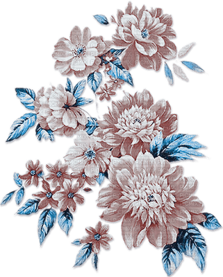 soave deco flowers branch oriental blue brown - 無料png