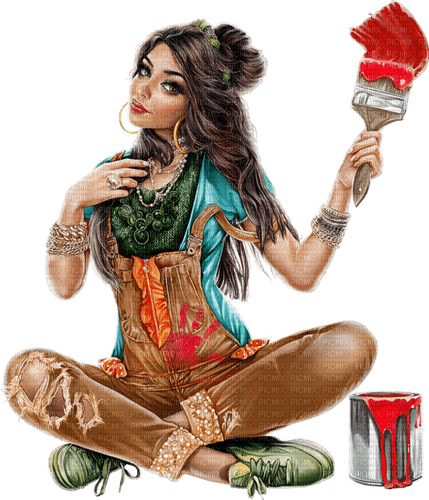 Woman. Paint. Leila - ücretsiz png