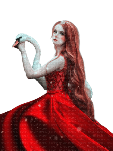 dolceluna woman fantasy swan red dress - png gratis