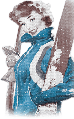 soave woman vintage winter pin up blue brown - безплатен png