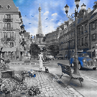 soave background animated vintage paris city black - Nemokamas animacinis gif