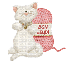 bon jeudi le chat - Бесплатный анимированный гифка