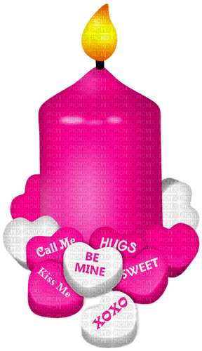Candle.Candy.Hearts.White.Pink - ingyenes png