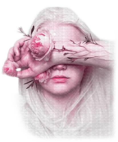 Surreal.Woman.Roses.Pink - By KittyKatLuv65 - Free PNG