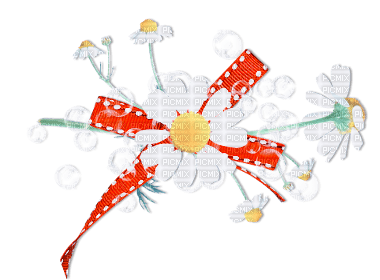 soave deco flowers scrap bow daisy white orange - png gratis