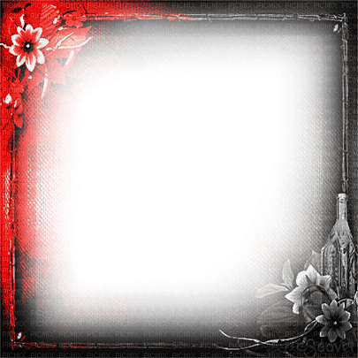 soave frame spring  flowers black white red - 免费PNG