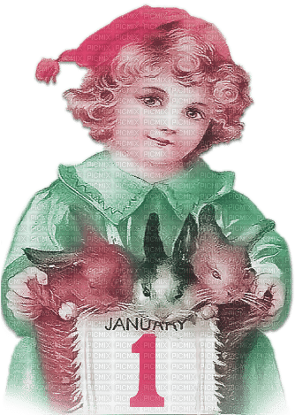 soave children vintage  girl new year text january - darmowe png