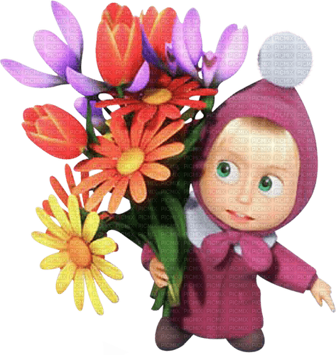 Маша и цветы school, Karina10rus - png ฟรี