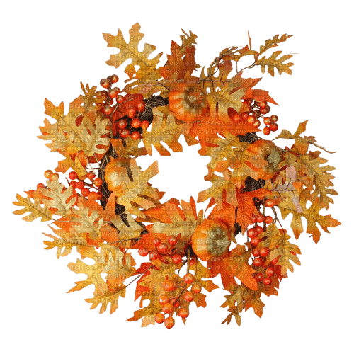 fall autumn leaf leaves feuille wreath - PNG gratuit