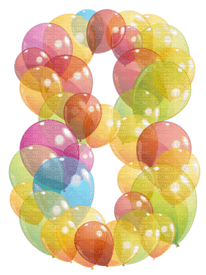 Kaz_Creations Numbers Number 8 Balloons - ücretsiz png