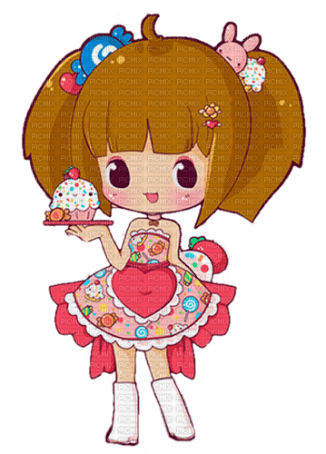 chibi anime cupcake girl - png ฟรี