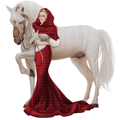 winter woman and horse by nataliplus - zdarma png