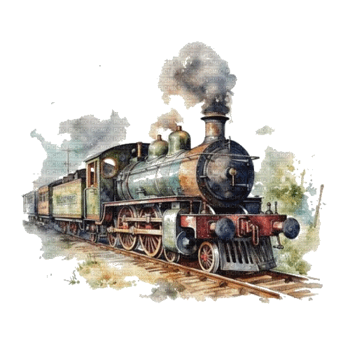 aquarelle, train, locomotive, watercolor, train, - Бесплатни анимирани ГИФ