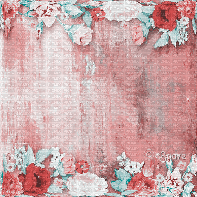 soave background animated flowers  pink teal - GIF animé gratuit