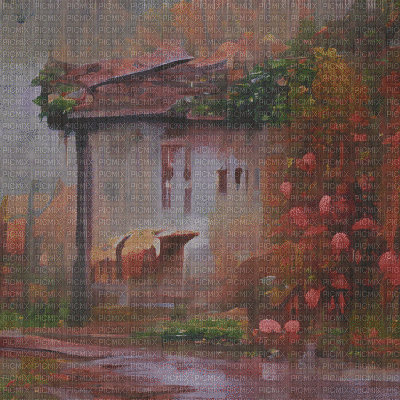 Rainy Cottage - GIF animado grátis