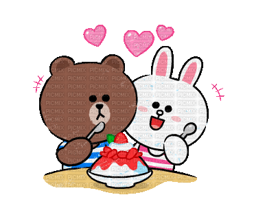 brown_&_cony love bunny bear brown cony gif anime animated animation tube cartoon liebe cher heart coeur - GIF animasi gratis