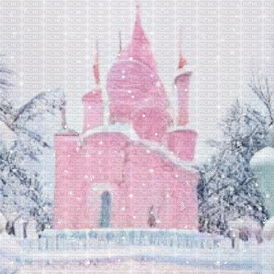 Pink Snowy Castle - Darmowy animowany GIF
