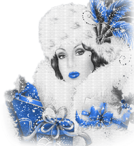soave woman vintage face christmas winter art deco - PNG gratuit