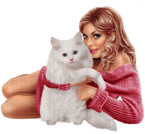 loly33 femme hiver chat - png gratuito