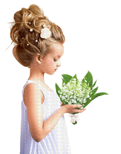 Child with Lily of the Valley/ enfant avec Muguet - darmowe png