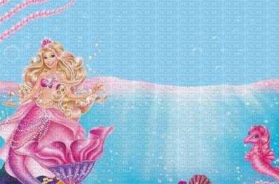 image encre couleur anniversaire barbie sirène hippocampe edited by me - 免费PNG