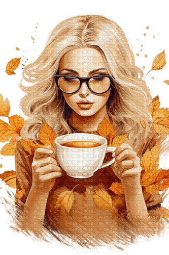 Autumn coffee girl - gratis png