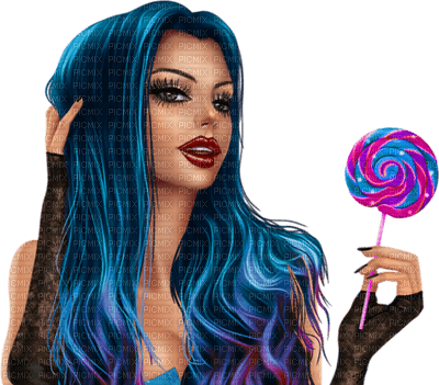 Woman  Blue Brown Lollipop Violet  - Bogusia - бесплатно png