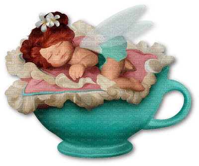 fairy tale  elf elfe fee girl fille bebe child enfant cup sleep mignon tasse  fantasy  tube person - Free PNG