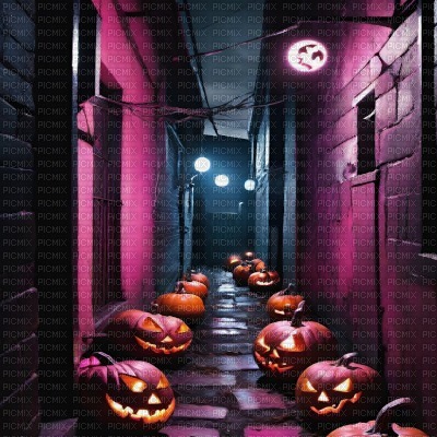 Pink Alleyway with Pumpkins - Free PNG