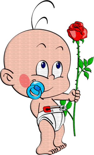WINNI WINDEL bebè con rosa - baby with rose - png gratuito