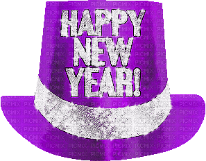 soave deco happy new year text hat animated - 無料のアニメーション GIF