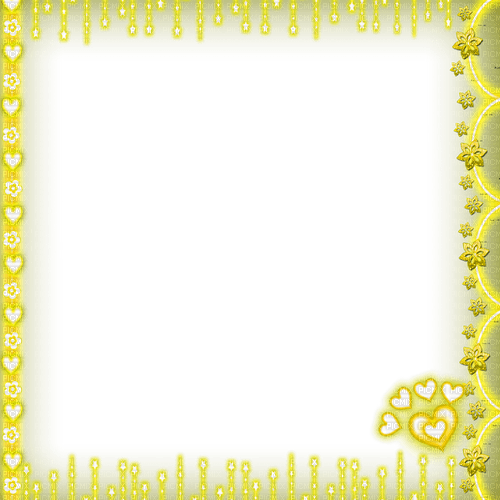 Frame.Flowers.Hearts.Stars.Yellow - δωρεάν png