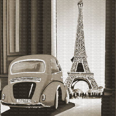 kikkapink paris car animated background sepia - Animovaný GIF zadarmo