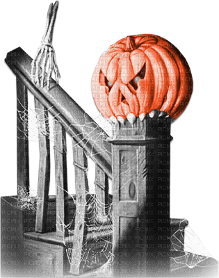 soave deco halloween stairs pumpkin vintage black - Free PNG