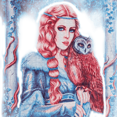 Y.A.M._Fantasy woman owl - Free PNG