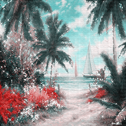 kikkapink background summer beach tropical - Free animated GIF