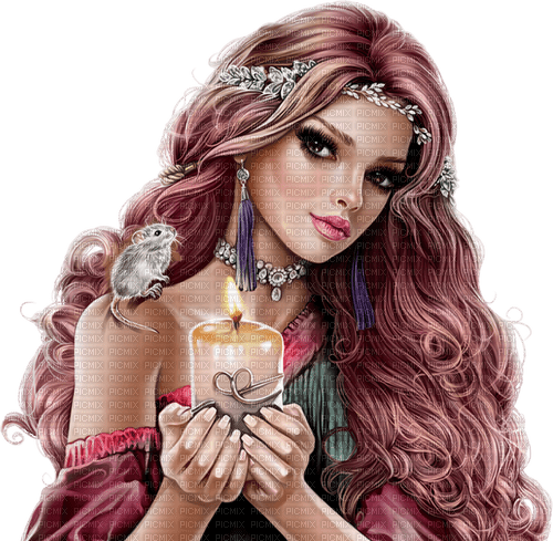 Woman, candle, mouse, Leila - 免费PNG