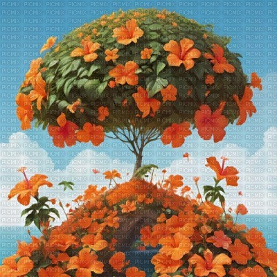 Orange Hibiscus Island - фрее пнг
