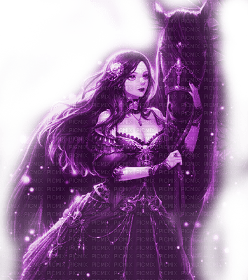 Y.A.M._Fantasy girl horse purple - kostenlos png