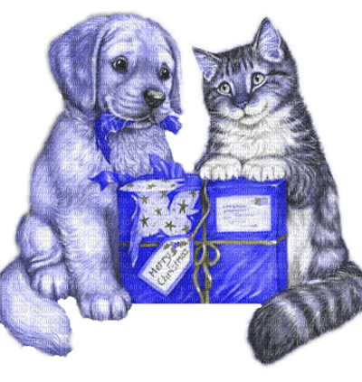 kikkapink dog cat christmas winter friends - 免费PNG