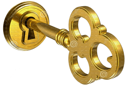 gold key in hole - Free PNG