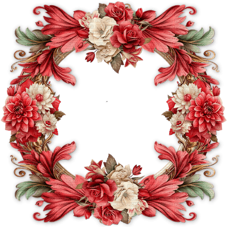 flowers round frame deco rox - gratis png