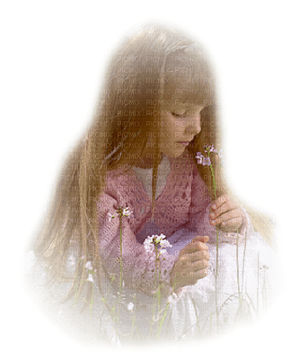 enfant fleur printemps  child girl spring  flowers  👧👧 - PNG gratuit