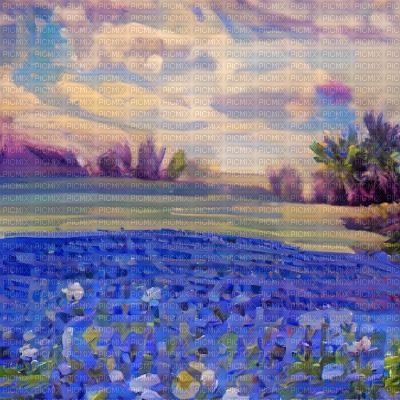 Blue Flower Field - zdarma png
