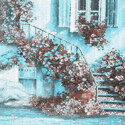 dolceluna blue teal garden background - Gratis animeret GIF