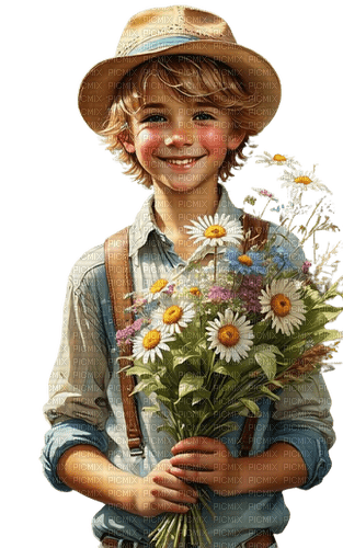 loly33 enfant printemps fleur - gratis png