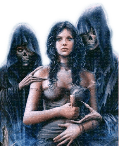 Rena Gothic Girl Skulls Mädchen blue - PNG gratuit