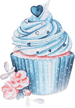 soave deco cup cake flowers blue orange pink - Free PNG