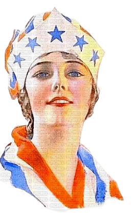 Vintage Woman fourth of July - png ฟรี