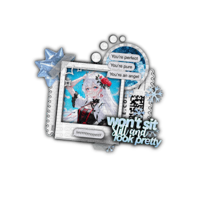 Anime Girl Blue Premade Overlay - besplatni png